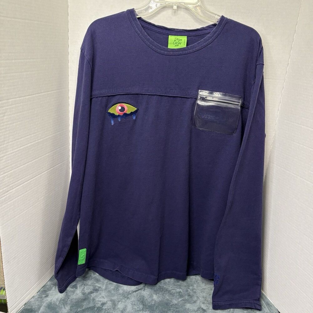 Cash By Cash App Men’s Cotton L/S T-Shirt Blue • USA • 2XL